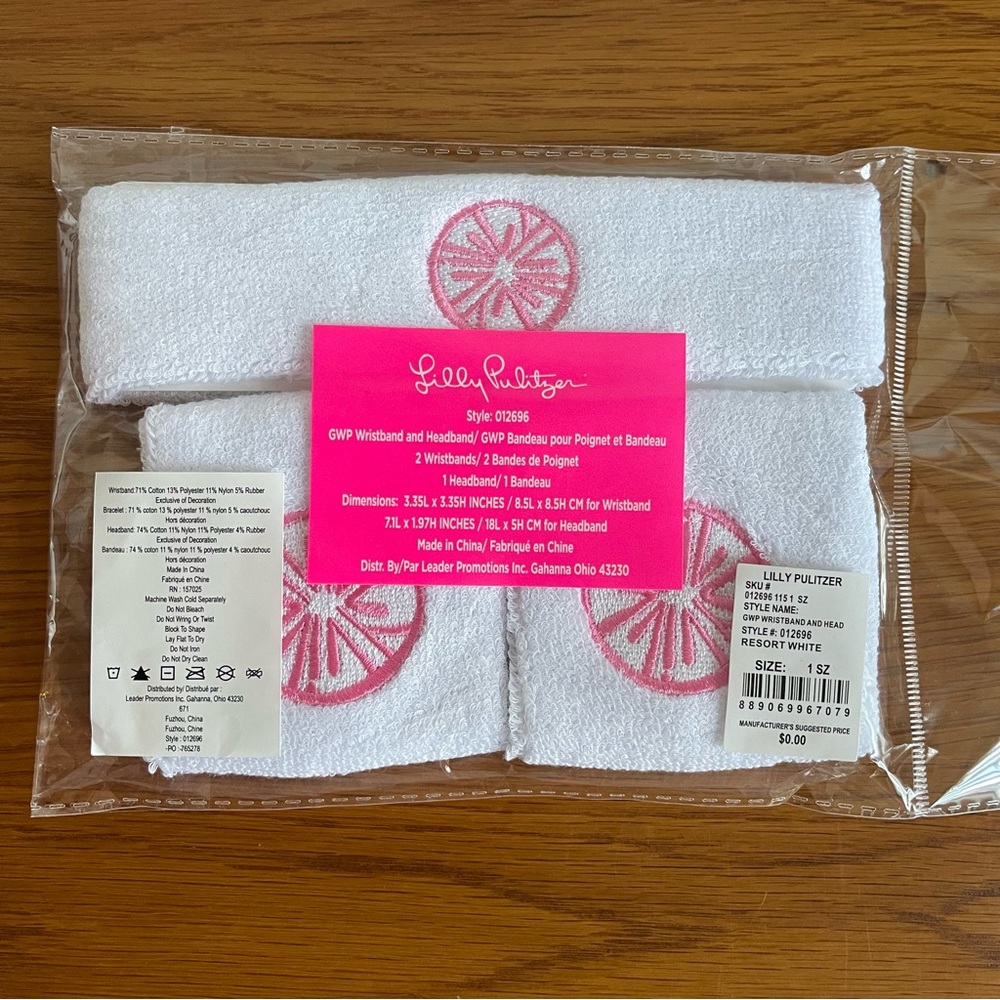 NWT Lilly Pulitzer Sweatband Set Accessories Travel Tennis Golf
